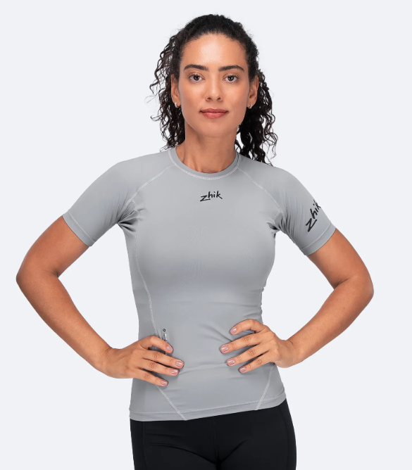 Zhik Womens Eco Spandex LT Short Sleeve Baselayer Top- Platinum
